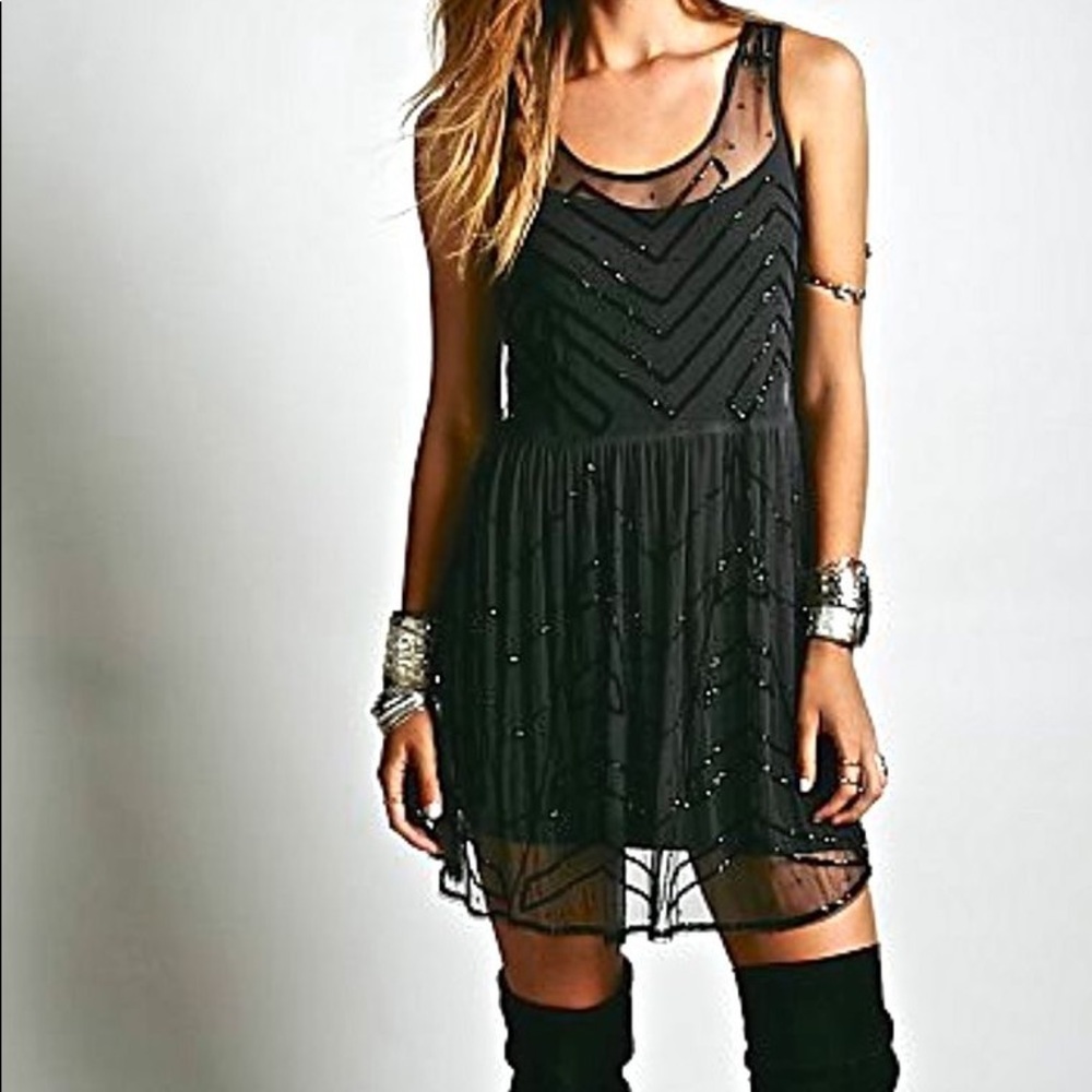 FP Sheer Beaded Mesh Dress